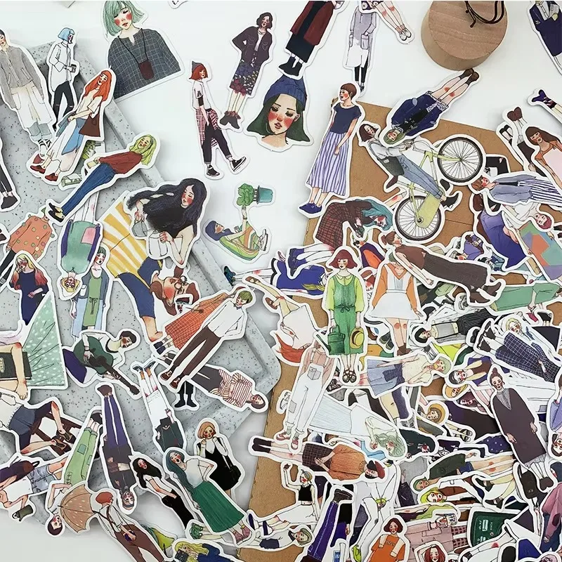 

100Pcs Per Pack Stickers Cute Forest Girl Character Diary Album Netbook Decoration DIY Handbook Scrapbooking Supplies