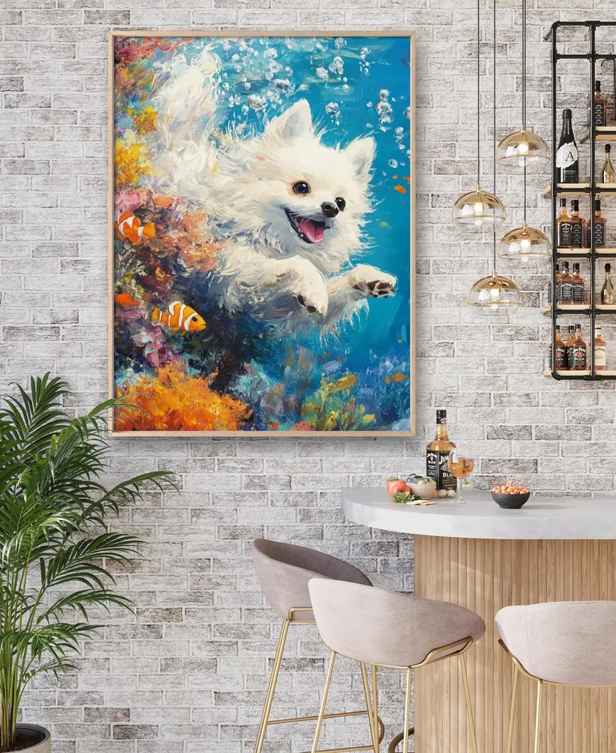 Without Frame Pomeranian DIY Digital Oil Painting Parent-child Friends Hand-painted Home Wall Decoration Simple Handmade Birthda