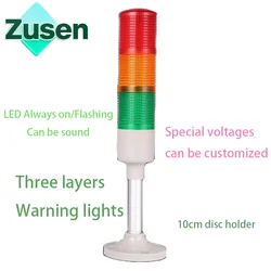 Luz da torre do sinal de zusen 40mm com campainha elétrica TB42-3T/W-D-J 12 v 24 v 110 v 220 v led sempre brilhante e brilhante