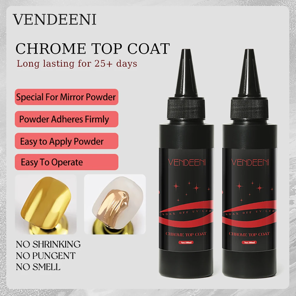 Vendeeni 100ml couche de Base supérieure Gel Chrome Gel construire Extension Gel fonctionnel vernis à ongles noir blanc vernis à ongles TPO/HEMA gratuit