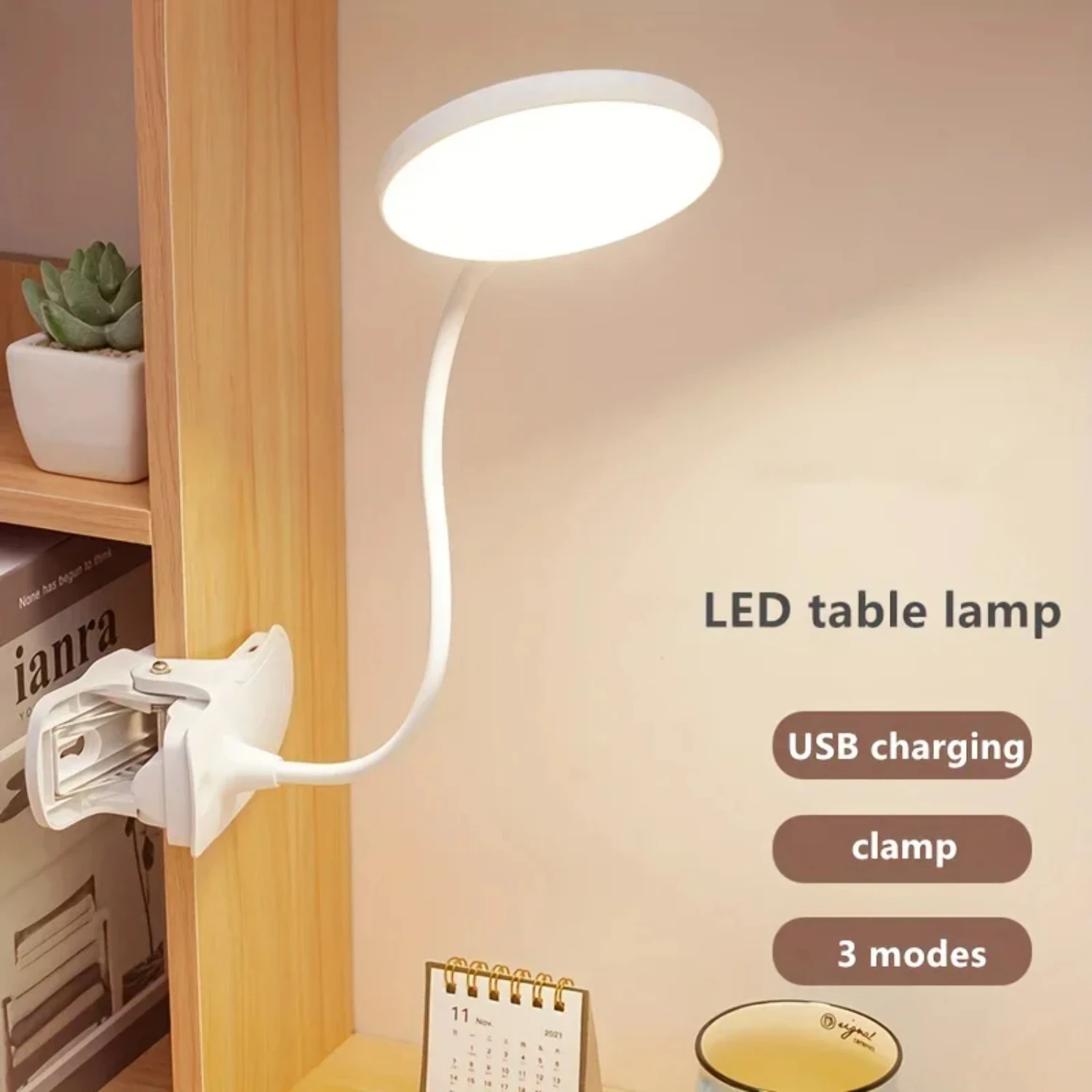 

New Table Lamp USB Rechargeable Desk Lamp With Clip Bed Reading Book Night Light LED Touch Dimming Light