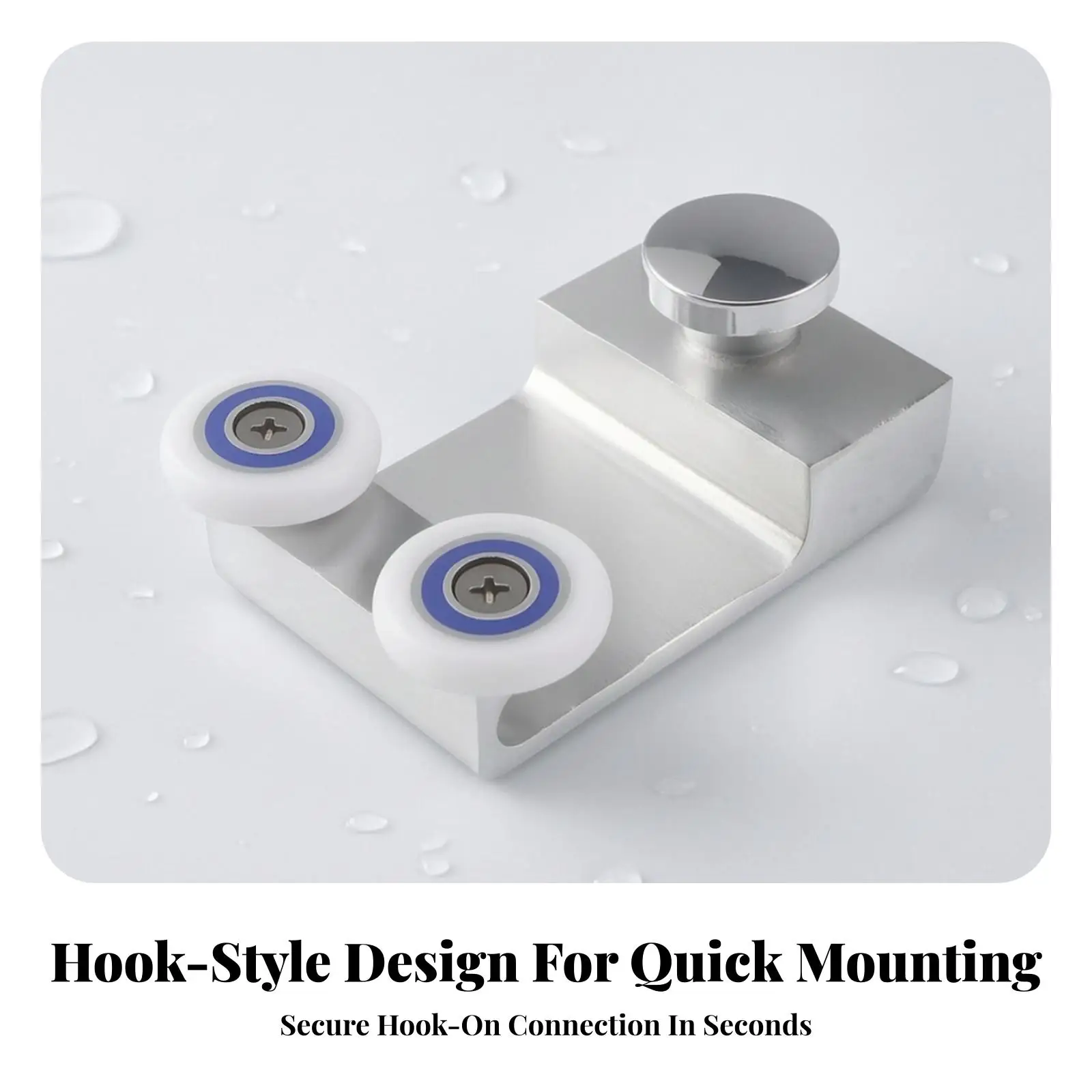 Replacement Shower Door Roller Wheel 26mm Nylon Pulley for Sliding Bathroom Glass Door Track System Zinc Alloy Mounting Bracket