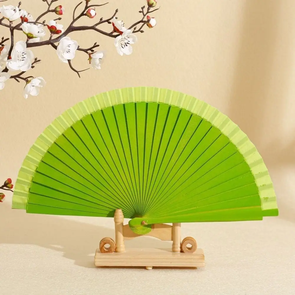 Classical Solid Color Folding Fan Plain Design Pure Wood Wooden Fan Multicolor Option Art Craft Type Spanish Fan Party Gift