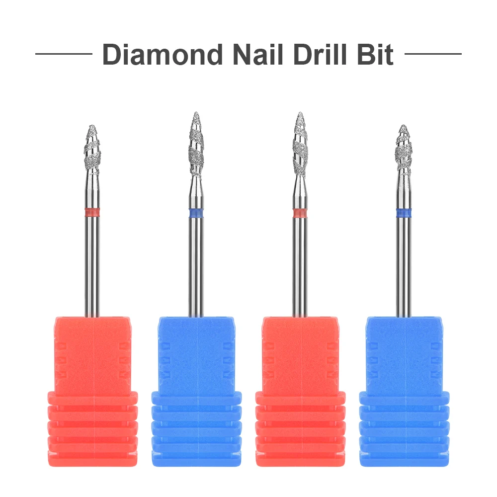 1Pc Nail Drill Bit Flame Diamond Bit for Nail Drill 3/32'' Manicure Milling Cutter Cuticle Rotary Burr Drill Accessories Tool