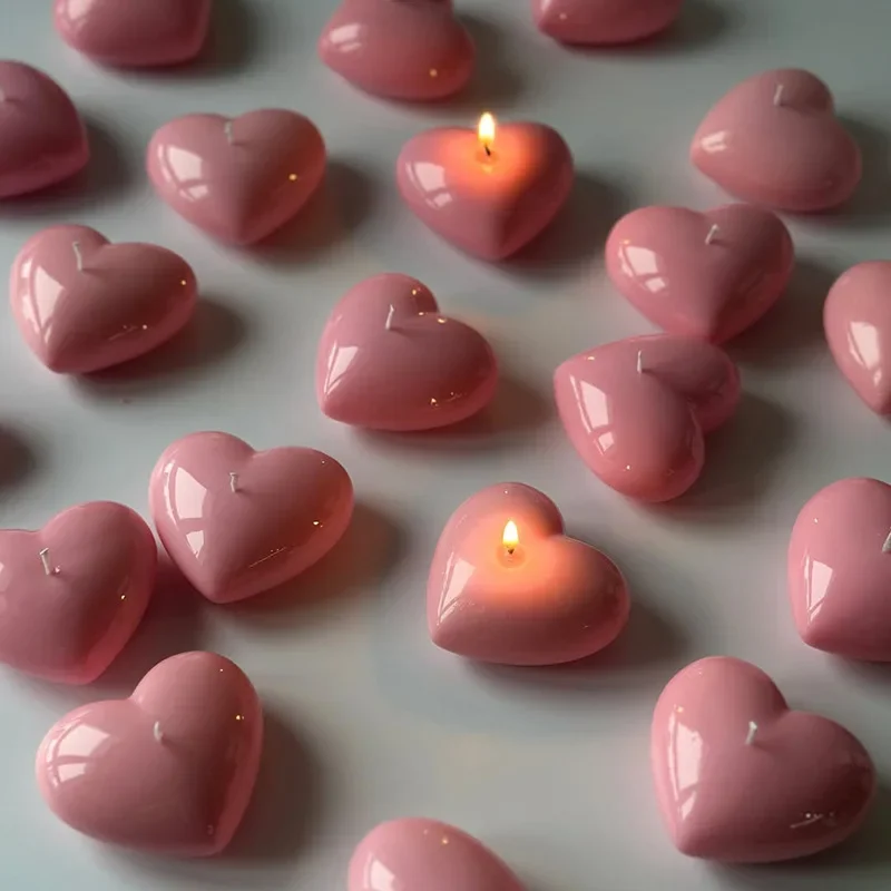 10pcs Floating Heart Candle Handmade Low-Temperature Scented Wax Romantic Suspended Aromatherapy Couples Unique Valentine's Gift