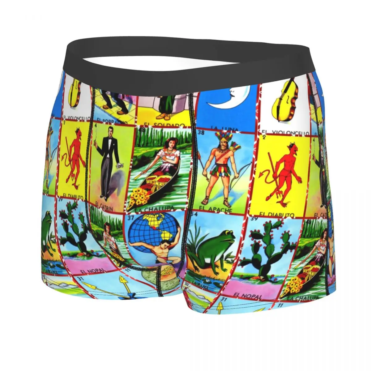 Custom Loteria Card Mexican Bingo Lottery Underwear Men Stretch Boxer Briefs