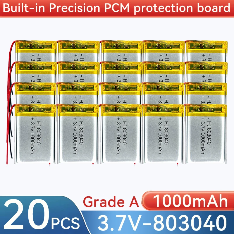 1000mAh 3.7V 803040 Lithium Li Polymer Rechargeable Battery for Electronic Book Tablet Toys Mobile Pocket Replacement Batter