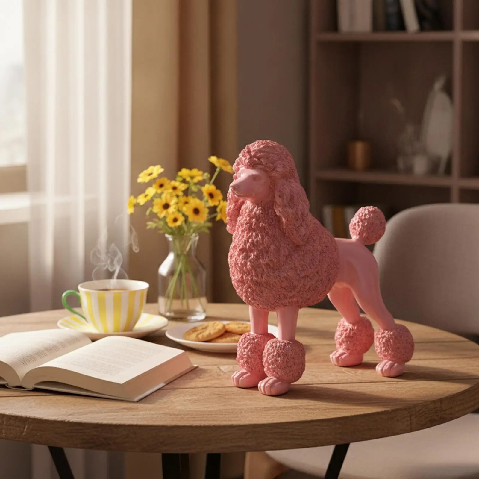 Standing Poodle Sculpture Resin Dog Sculpture Textured for Entryway