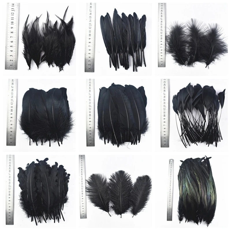 

20Pcs Black Goose Feathers for Crafts Duck Ostrich Turkey Pheasant Feather Decor Dream Catcher Handicraft Accessories Decoration