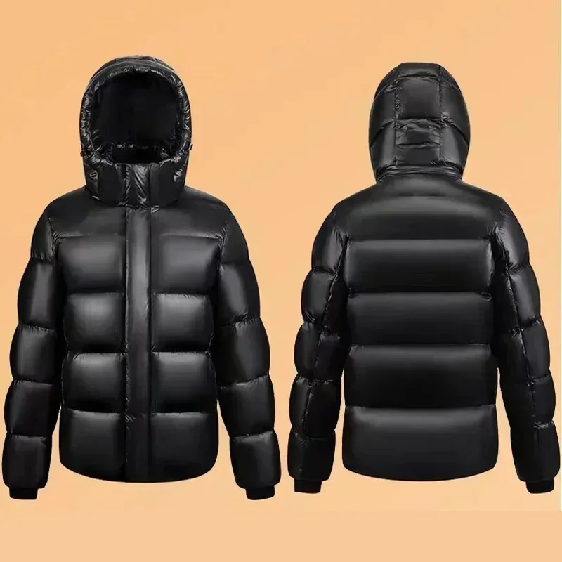 Winter Mens Down Jacket Casual Comfortable Windproof Waterproof Goose Feather Hood Coat Fashion Letter Printing Brand Men\'s Wear