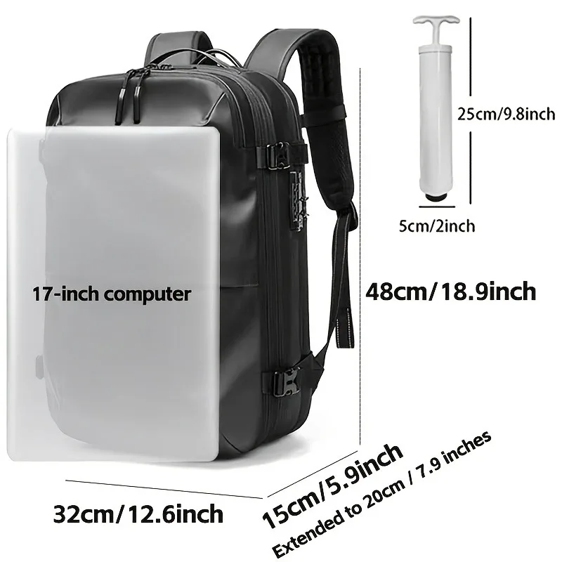 Cross-Border Men's Backpack  Large Capacity, Multifunctional Business Travel Luggage Bag with One-Click Vacuum