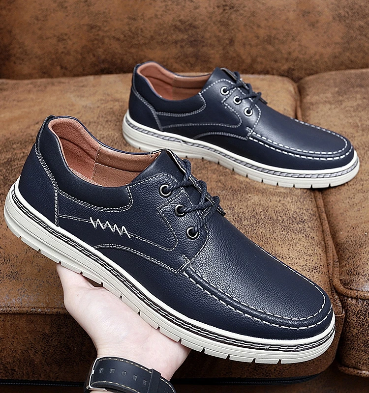 

Мужские повседневные кожаные туфли: дышащие, мягкие, деловые, формальные, весенне-осенние, удобные, в британском стиле, с резиновой подошвой