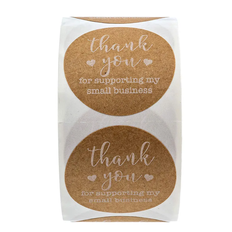 Round Kraft Paper Thank You for Supporting My Small Business Stickers 50labels/wad Sticker Cute handmade Stationery Sticker image 4