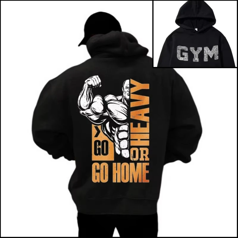 

2025 Autumn Winter Fitness Hoodie - Double - Sided Printed Sweatshirt for Muscle Training & Gym Sports Pullover Clothing