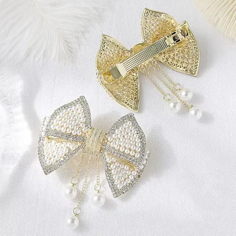 إكسسوارات شعر الفراشة، شعر صغير بتصميم شرابة، مشبك زنبركي نسائي، مشبك شعر عريض من حجر الراين اللؤلؤي