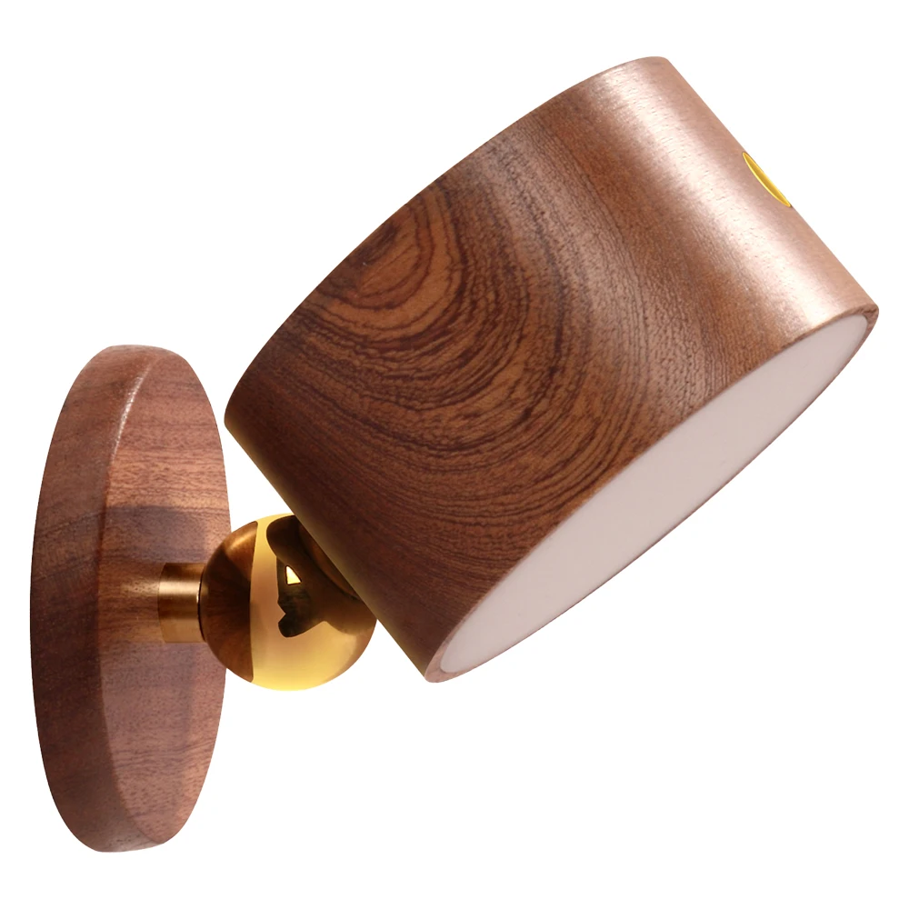 Ricarica USB in legno massello senza punzonatura senza cablaggio lampada da comodino con rilevamento del corpo magnetico lampada da parete a LED