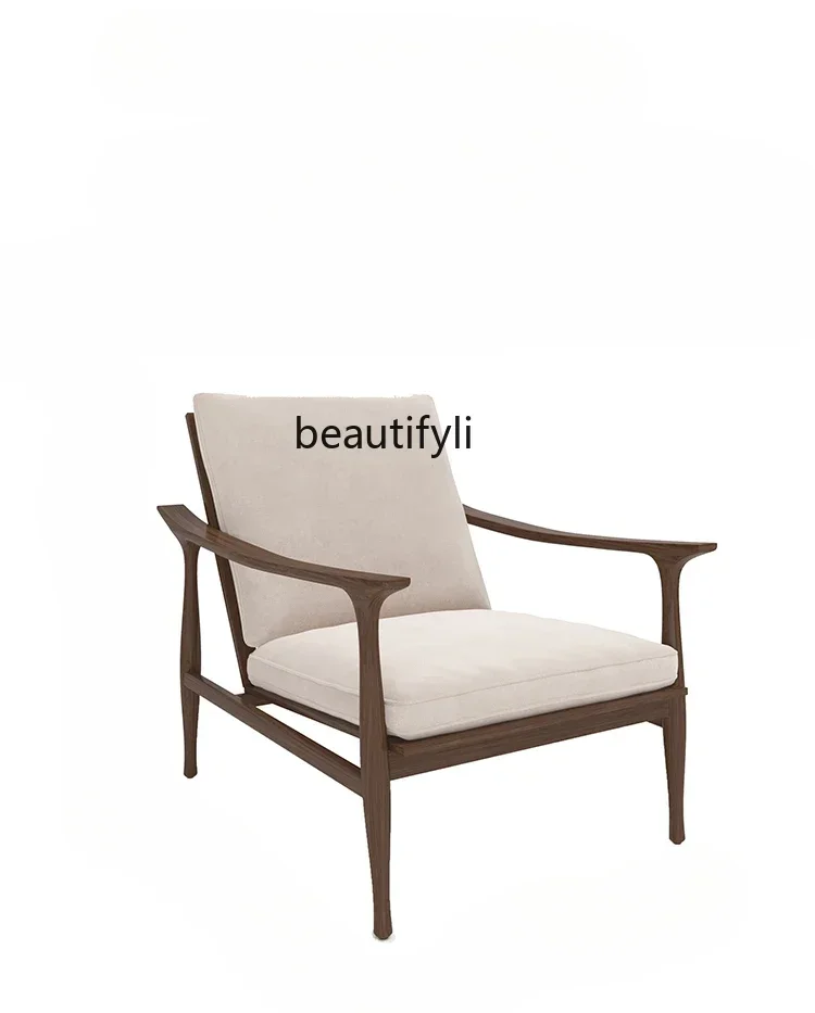 

FG28Cool Style Single Sofa Living Room Nordic Hotel Homestay Balcony Leisure Chair Designer Solid Wood Sofa Chair Customization