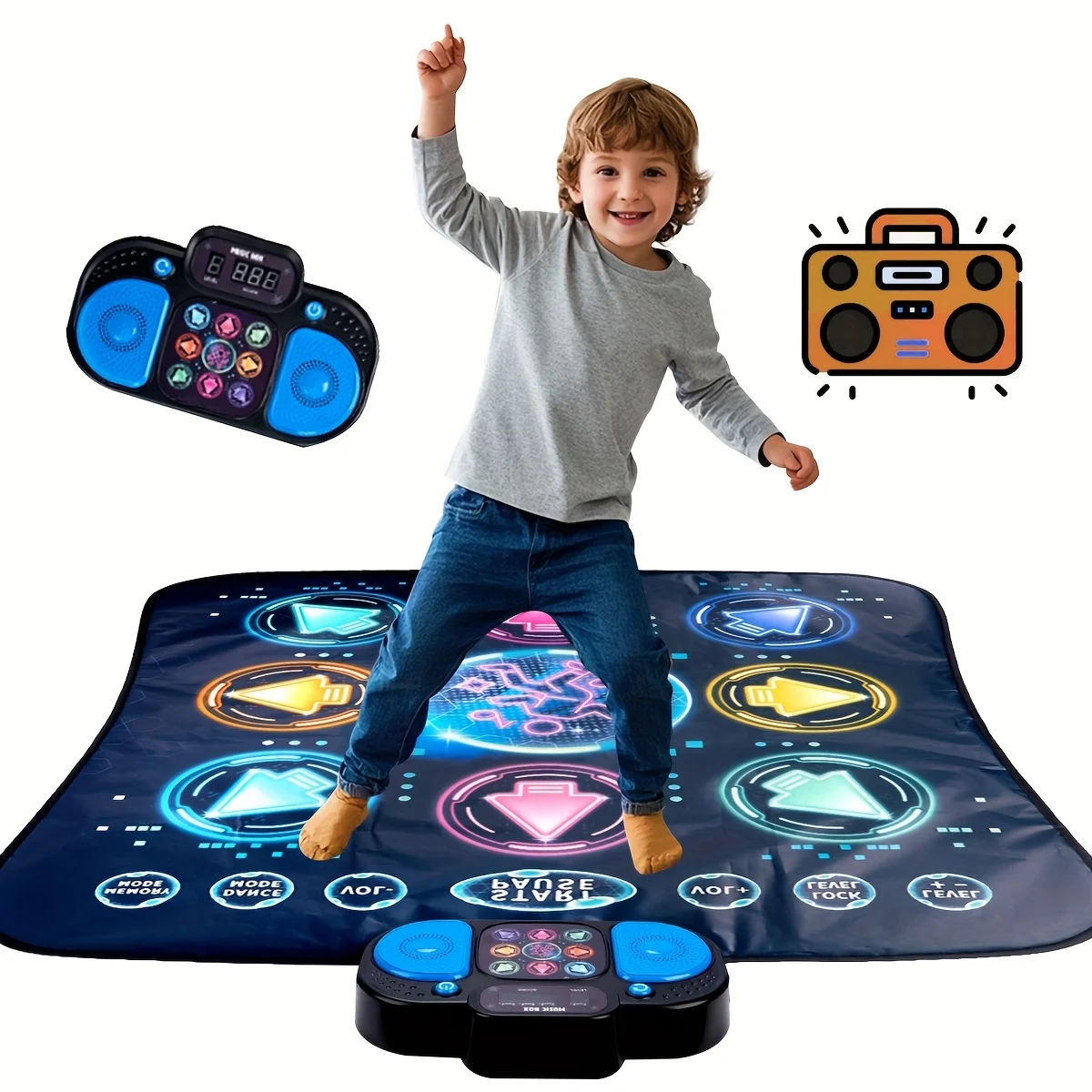 

Модернизированные игрушки для танцевального коврика для детей, электронный танцевальный коврик с подсветкой, 9 светодиодными кнопками, 3 игровых режима, регулируемый 7-уровневый объем