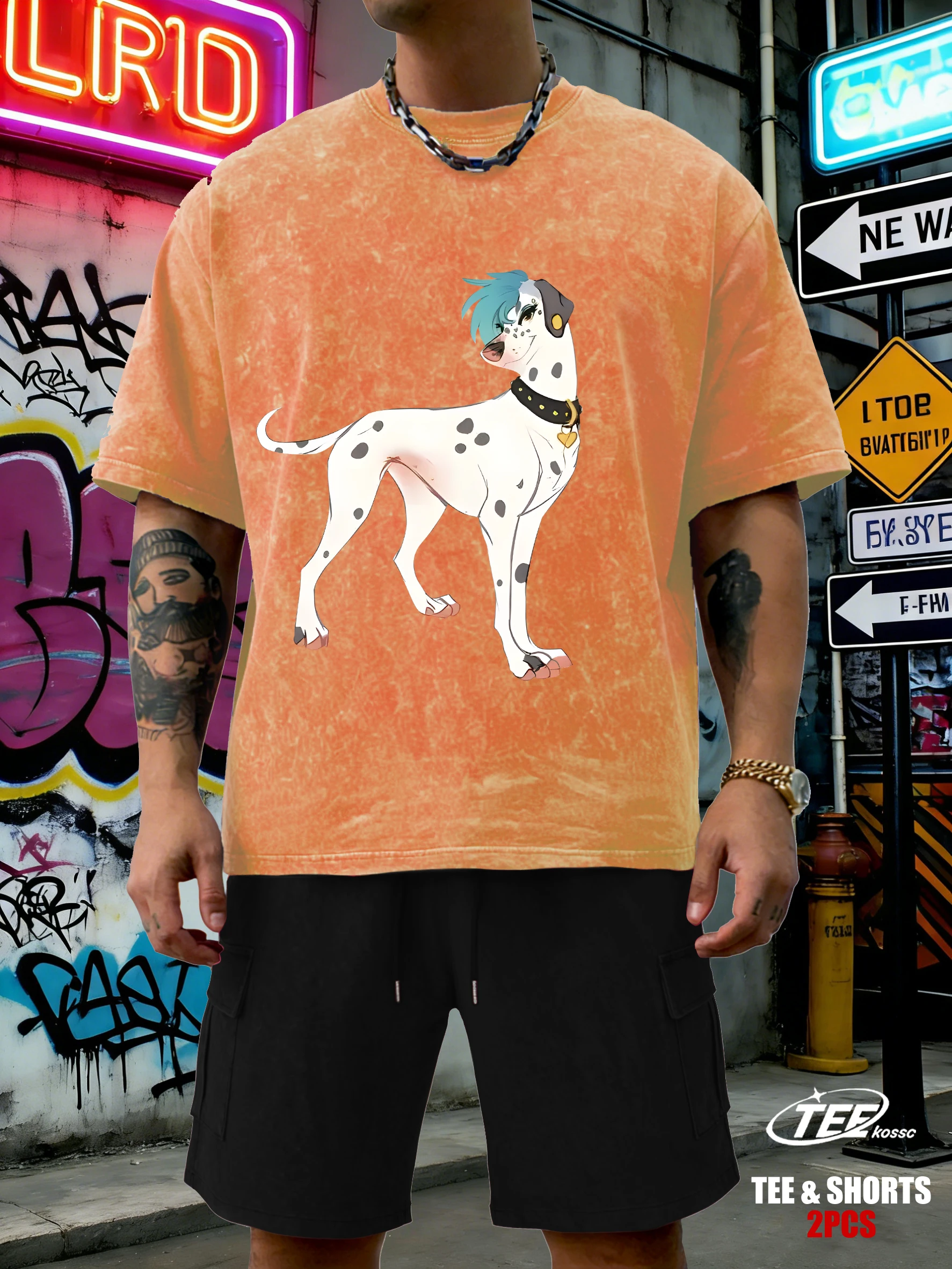 

Мужская футболка с принтом красивой пятнистой собаки, винтажные летние хлопковые шорты, дышащая модная одежда, мягкий свободный топ унисекс
