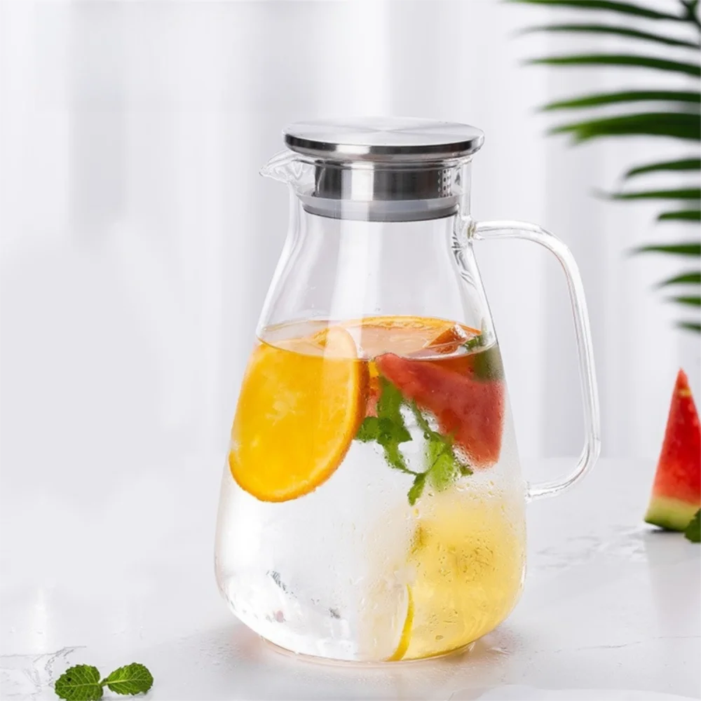 2600ml Glass Water Pitcher High Borosilicate Large Capacity Glass Cold Water Kettle Heat Resisttant with Lid Glass Tea Pot