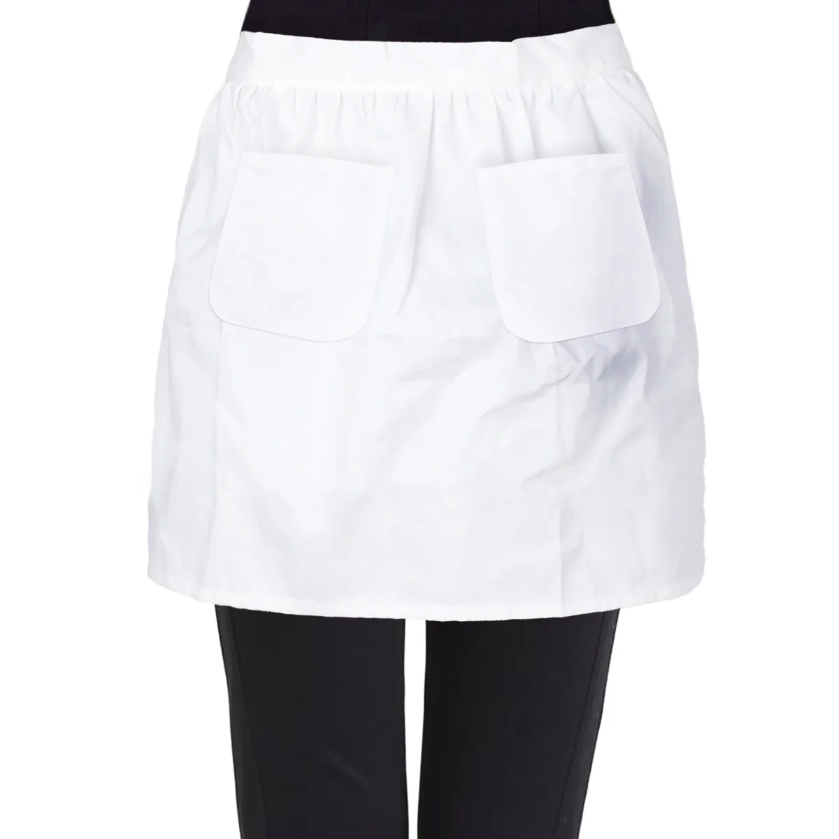 

With Pockets Cotton Waist For Cooking Waist Apron Short Apron Baking Cleaning Maid Waitress Housewife White