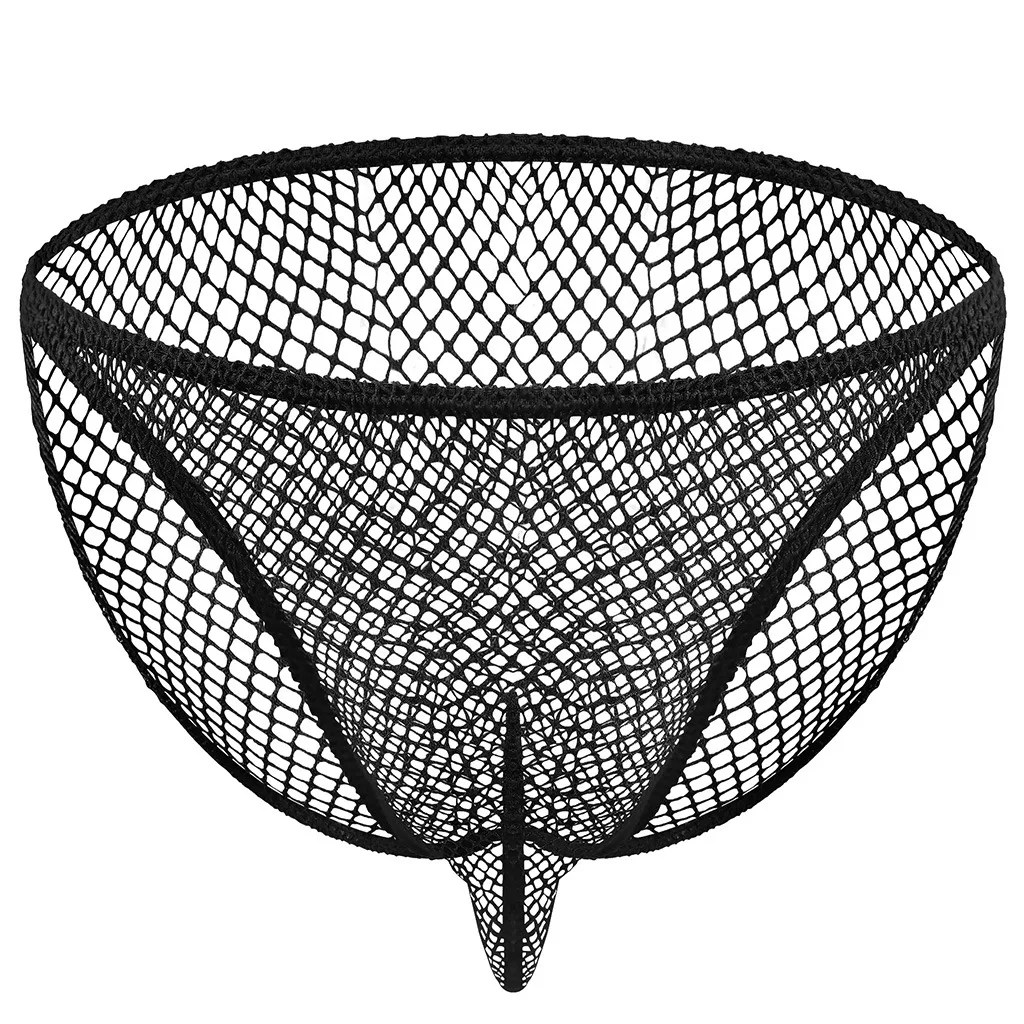 New Sexy Men Briefs Underwear Male Low-Waist Transparent Big Mesh Panties 1120