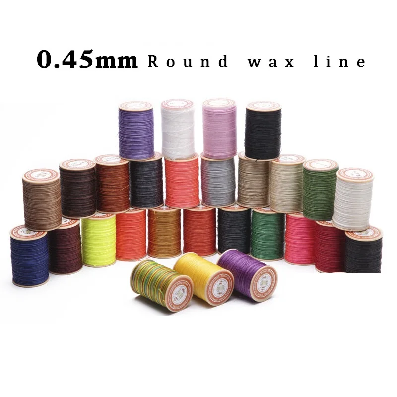 0.45mm Extra Strong Braided Round Waxed Leather Sewing Thread, 87 Yards Black Upholstery Waxed Thread with Core for Hand Sewing