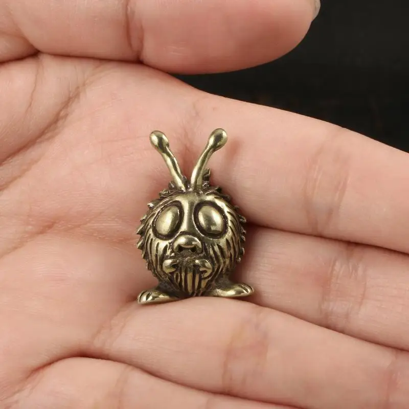 Vintage Solid Brass Caterpillar Figurine Insect Animal Statue Desktop Tea Pet Ornament Home Decor Collectible Gift