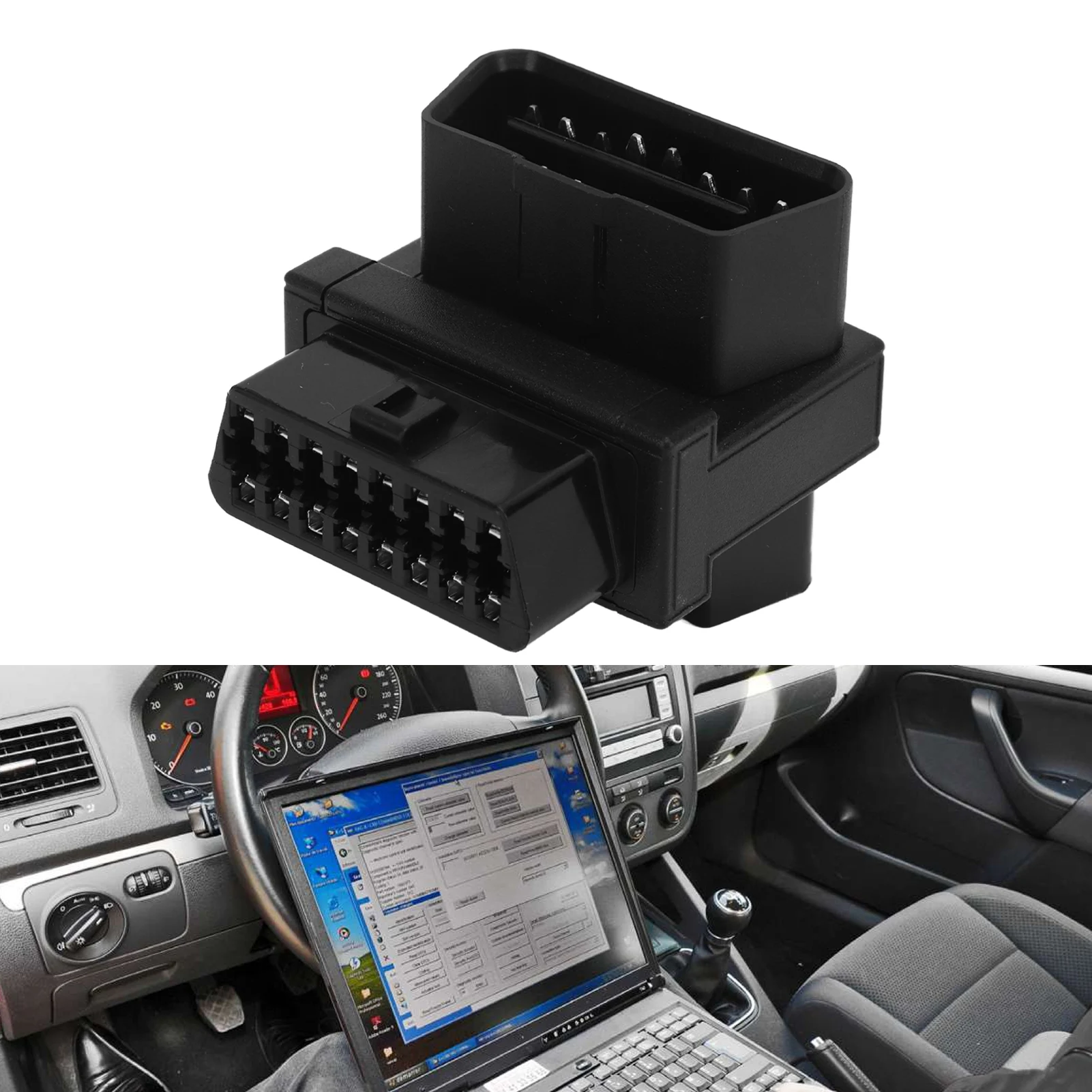 OBD2 Adapter 16 Pin Male to 2 Female Plug and Play Splitter Connector for Diagnostic Extender