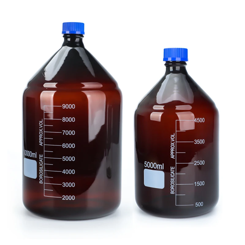 

Lab 3L 5L 10L 20L GL45 Bor.osilicate Glass Transparent Amber Brown Reagent Bottle