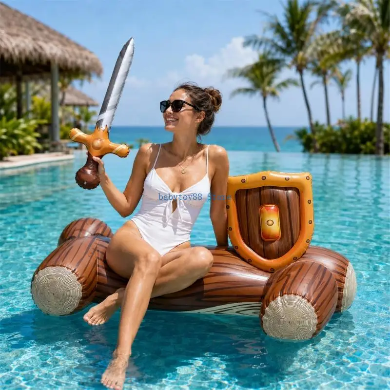 Y4UD PVC Inflatable Water Play Toy Set for Adults, Battle Theme Design Pool Float with 3 Floating Toy for Poolside Leisure,