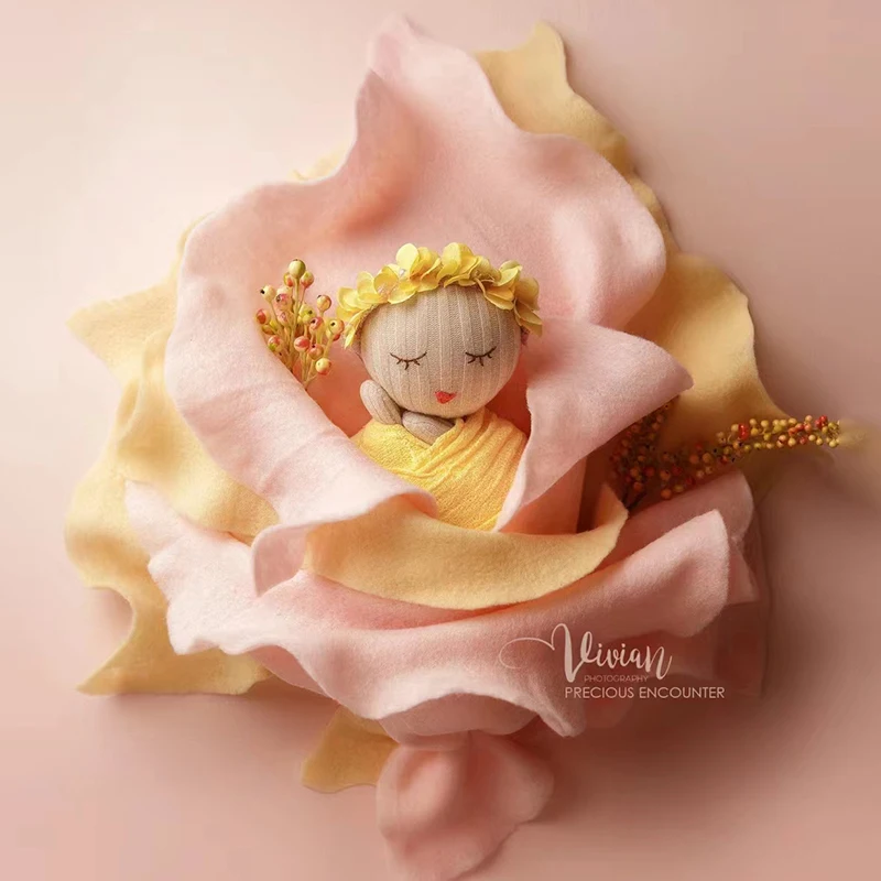 Newborn Photo Props Felt Fabric DIY Modeling Bouquet Shape Posing Decorative 50x50cm Wool Felt Blanket  Studio Shoot Accessories