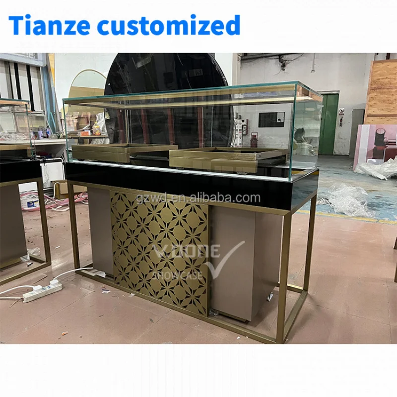 [Customized]Luxury Modern Mall Jewelry Shop Showcase Jewellery Glass Counter Display Furniture Showroom Cabinet Display Rac