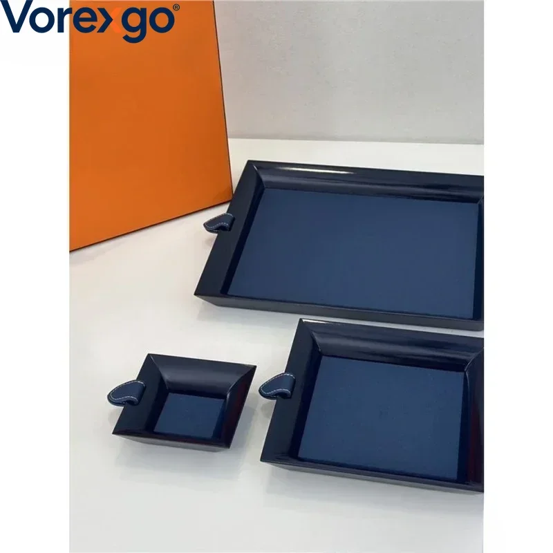 Pallet leather solid wood storage tray rectangular tray