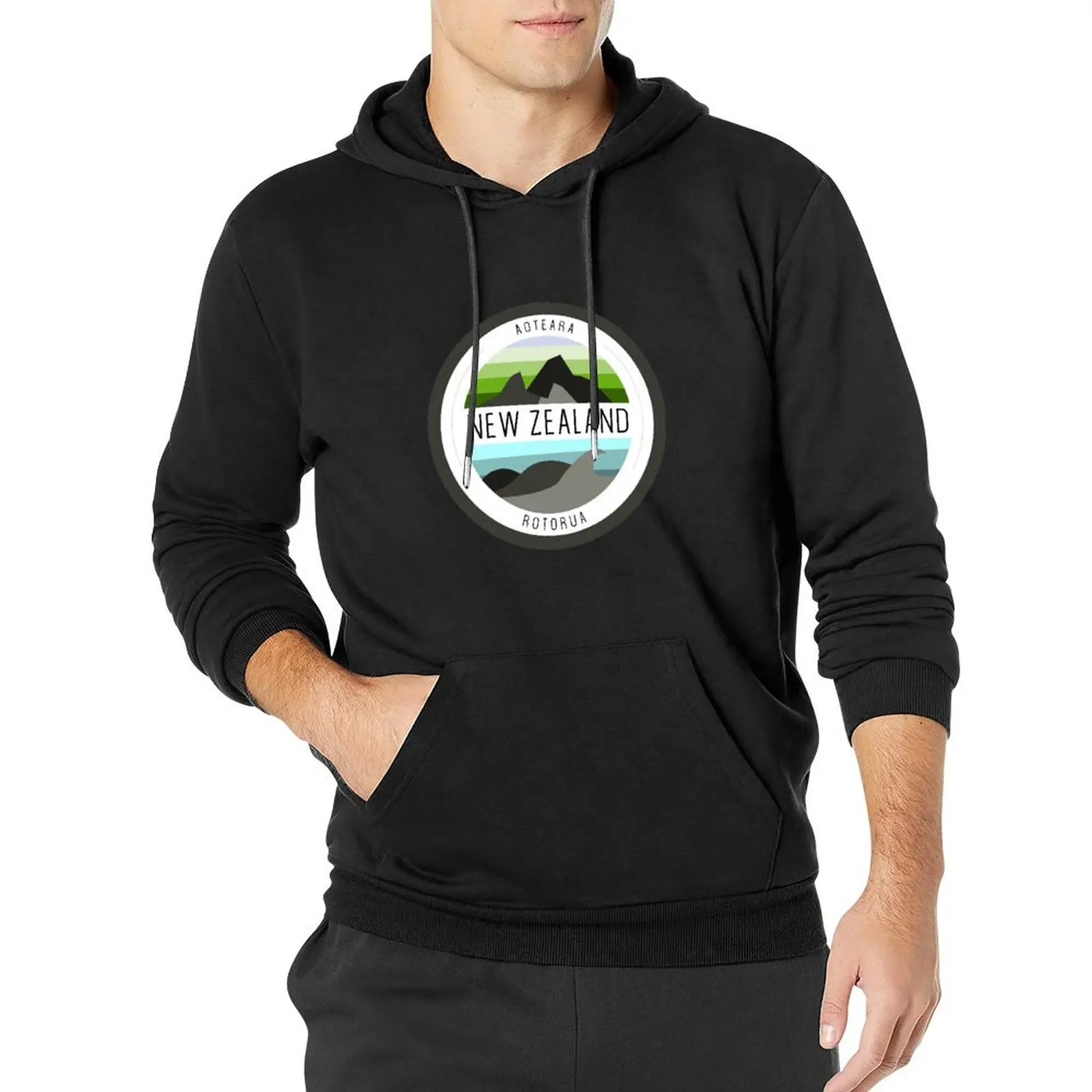 New Zealand Sticker Pullover Hoodie japanese style mens hoodie