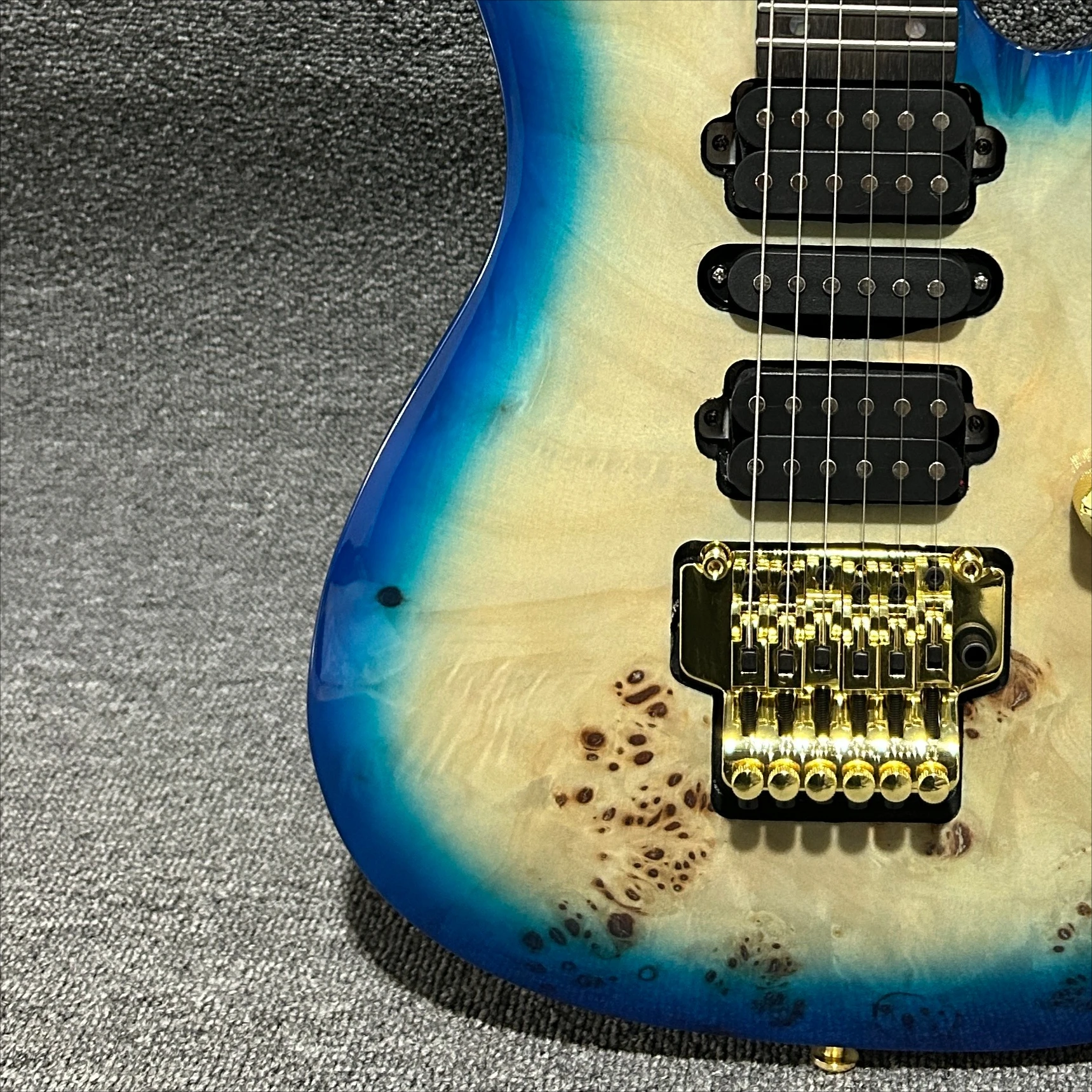 Blue Tree Knot Electric Guitar HSH Pickups Gold Floyd Rose Double Shake System ES Novice Rock Delivery Included Gift beginner