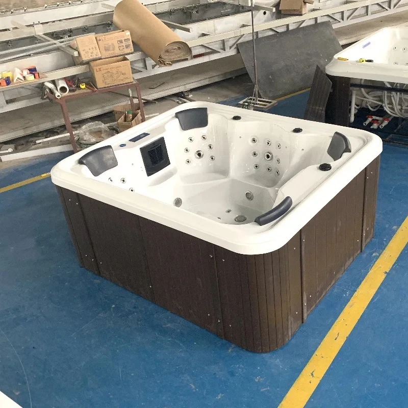 Acrylic Outdoor Leisure Bath With Hydro Massage Function, Garden Swimming Plunge Tub For Private Relaxation Area
