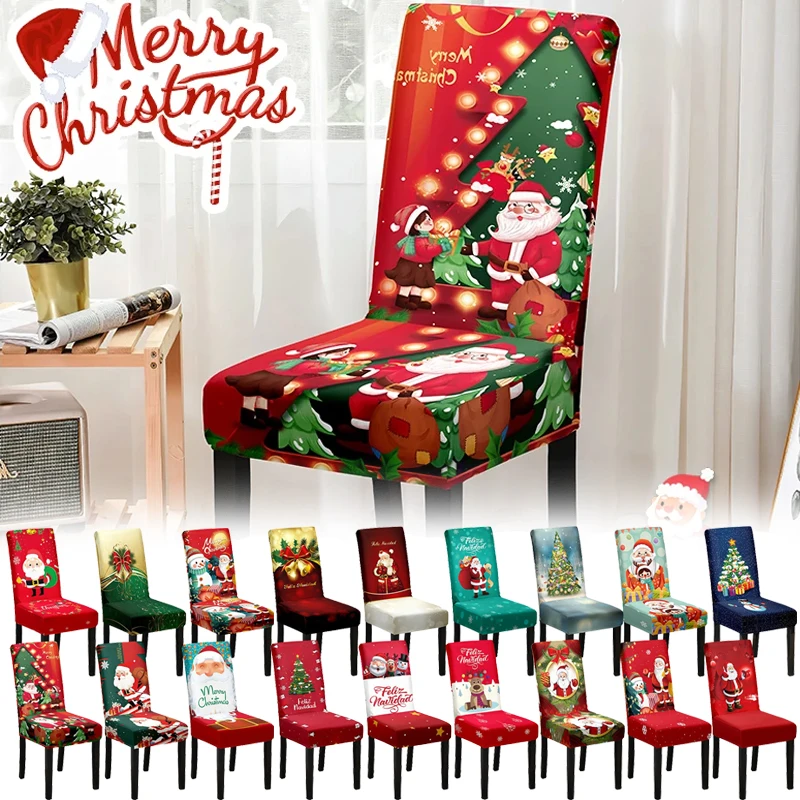 

Christmas Chair Cover Full Package Applicable Decoration Elastic Chair Covers High Back Dining Chair Cover Atmosphere Navidads