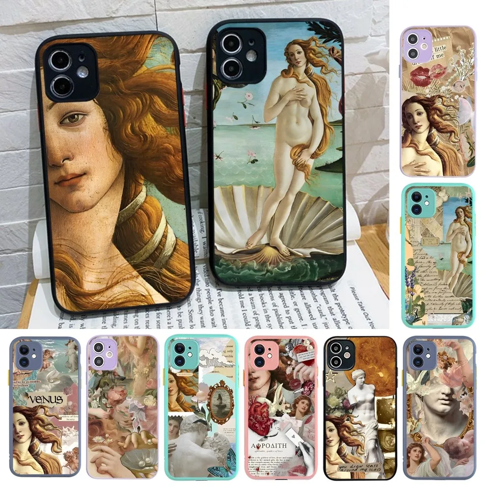 Art Paintings The Birth Of Venus Phone Case For iPhone 14 X XR XS 7 8 Plus 11 12 13 pro MAX 13mini Matte Shockproof Case