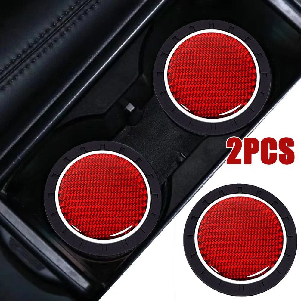 

2pcs Car Anti-slip Decorative Mat Car Water Cup Waterproof Pad Universal Car Armrest Box Cup Pad Auto Interior Accessories