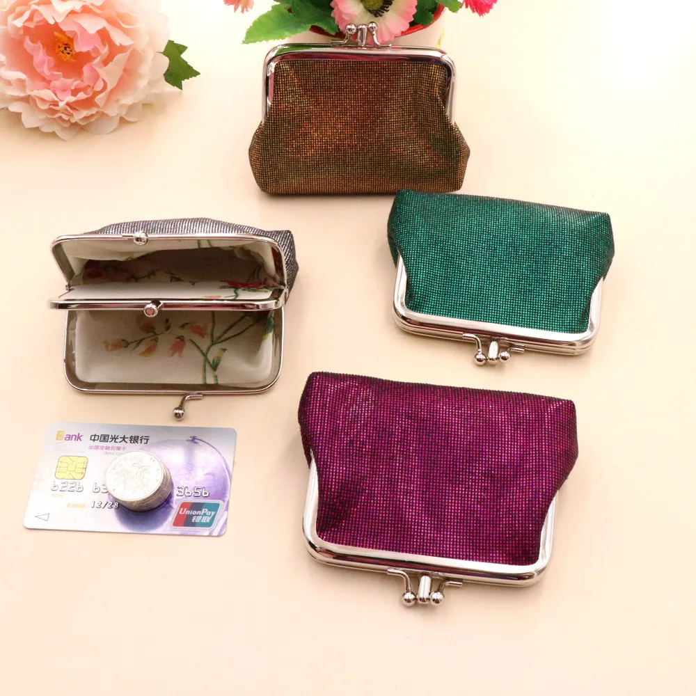 2024 Retro PU Leather Double Layer Bright Grid Short Wallet Card Holder Mini Coin Purse Women Wallet Hasp Clutch Bag