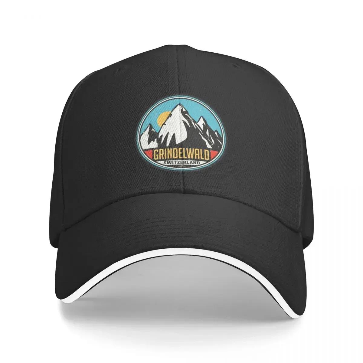 Grindelwald Ski Switzerland Skiing Alps Sticker T-Shirt 02 Baseball Cap Beach Outing Military Tactical Cap Golf Wear Men Women's