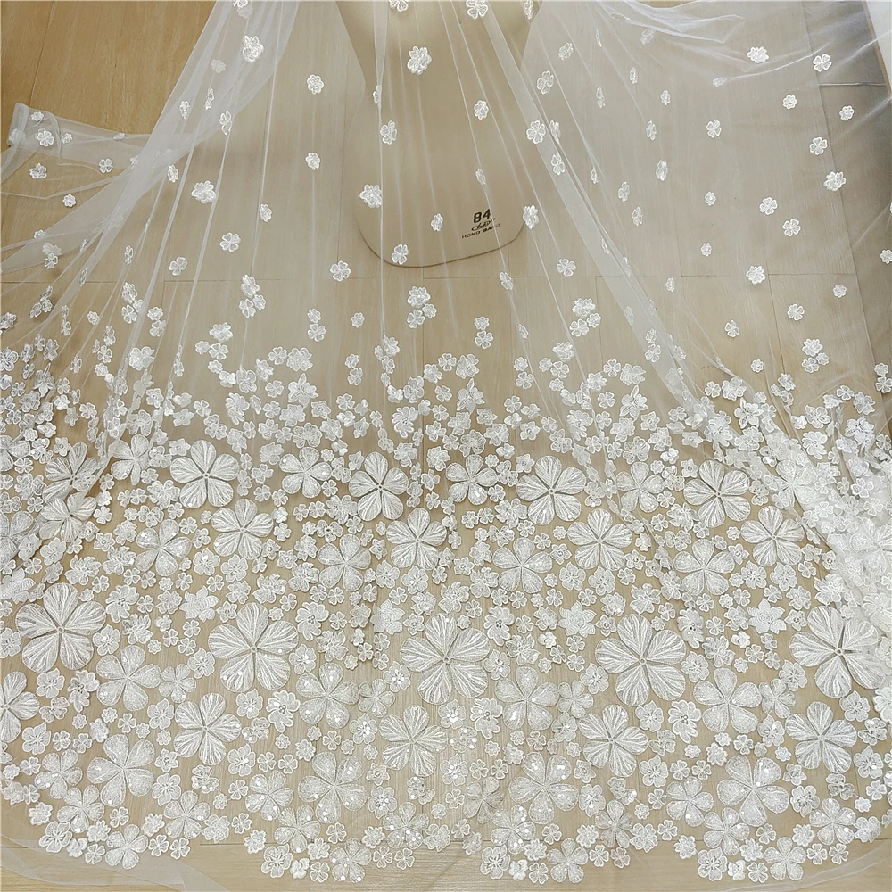 Handgefertigtes 3D-Hochzeitskleid mit Nieten, Spitzenstoff, Brautkleid, Kopfschmuckkleid, DIY genähter Stoff, RS4838 – Detail 1