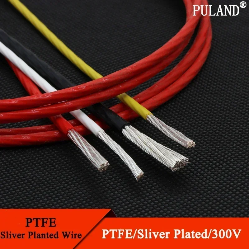 

1/5M 10/11/13/14/15/18/20/22/24/26/28/30 AWG Silver Plated PTFE Wire High Purity OFC Copper Cable For 3D Printer DIY