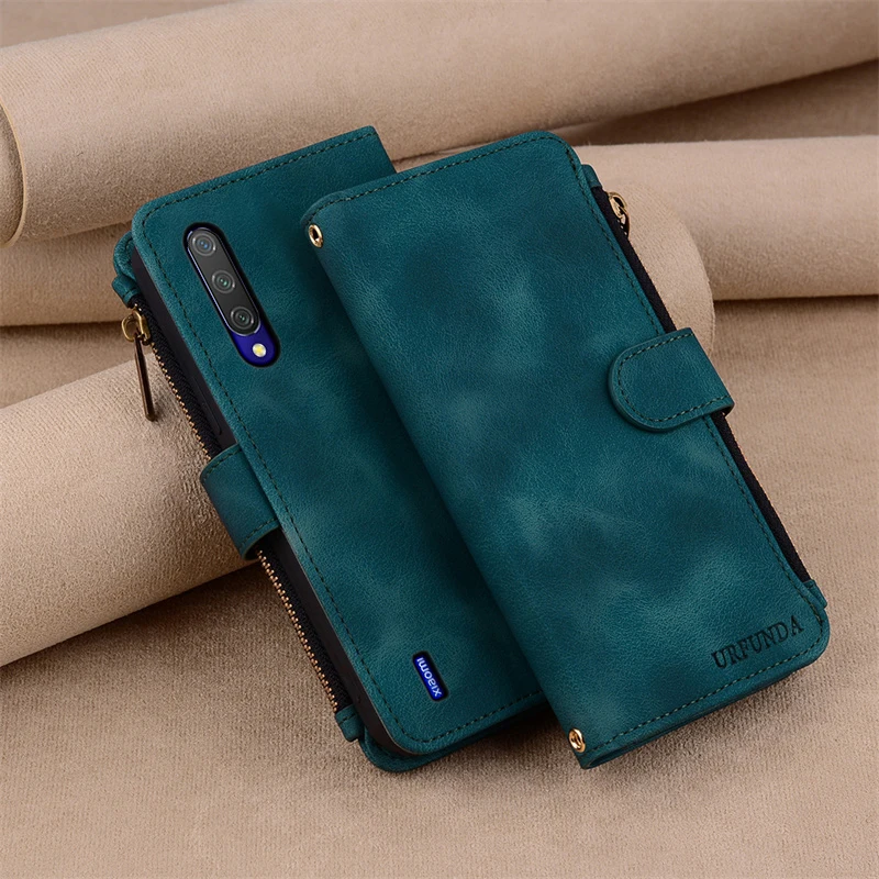 Funda Mi 9 Lite para Xiaomi Mi 9 Lite, funda tipo billetera con cremallera, Funda de cuero con tapa para Xiaomi Mi 9 Lite, funda para teléfono, Fundas