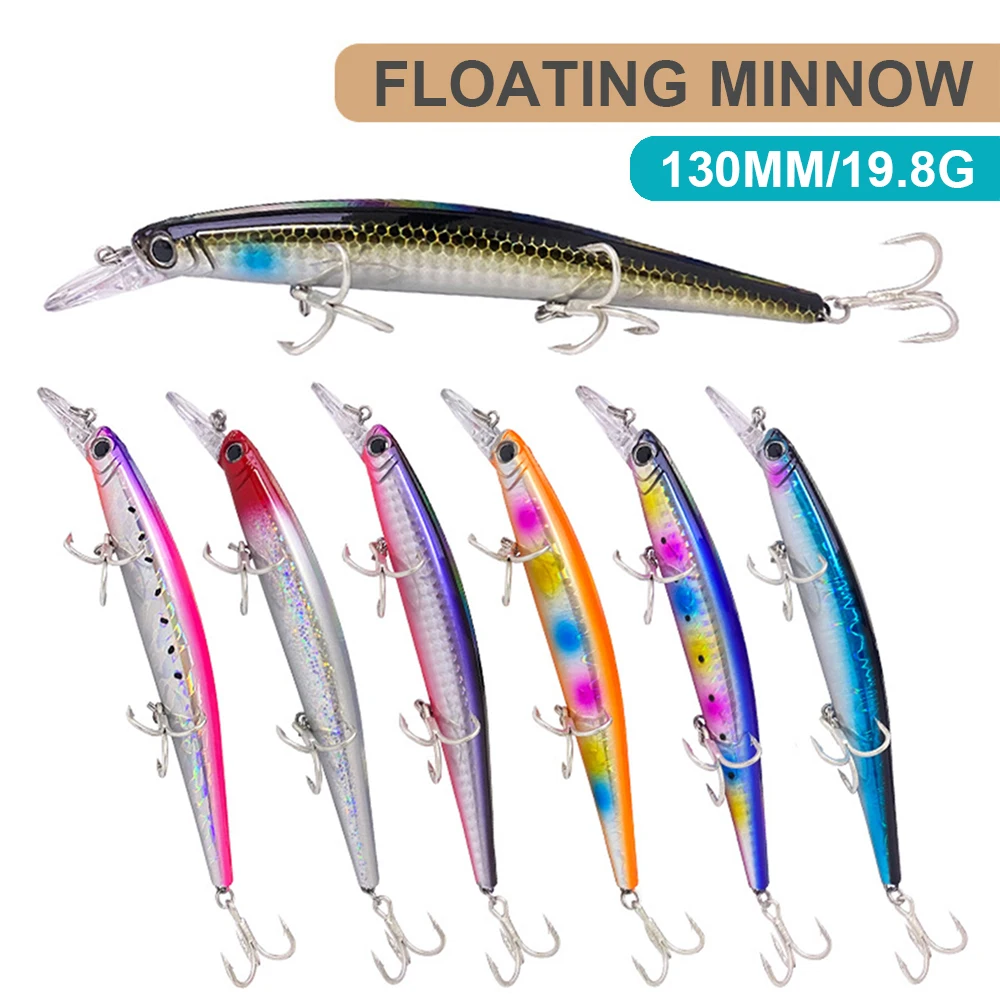 

13cm 19.8g Fishing Lures Floating Minnow Wobbler Long Casting Seawater Fishing Artificial Hard Bait Bass Decoy Accessories MN620