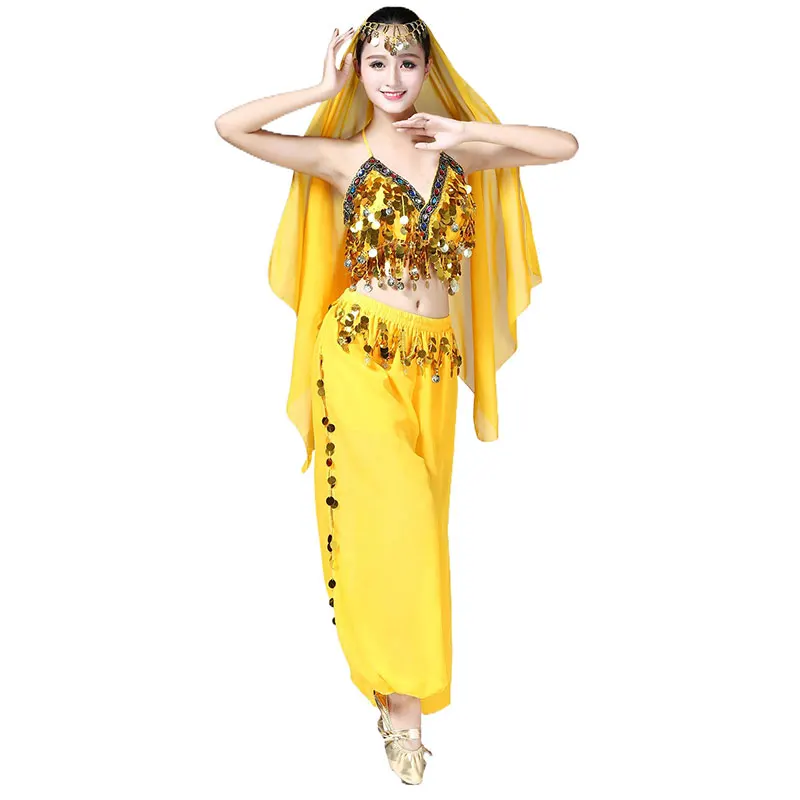 Female Belly Dance Top Bra Pants Indian Costume Set Women Festival Bollywood Cosplay Dancing Rave Outfit Practice Dancewear