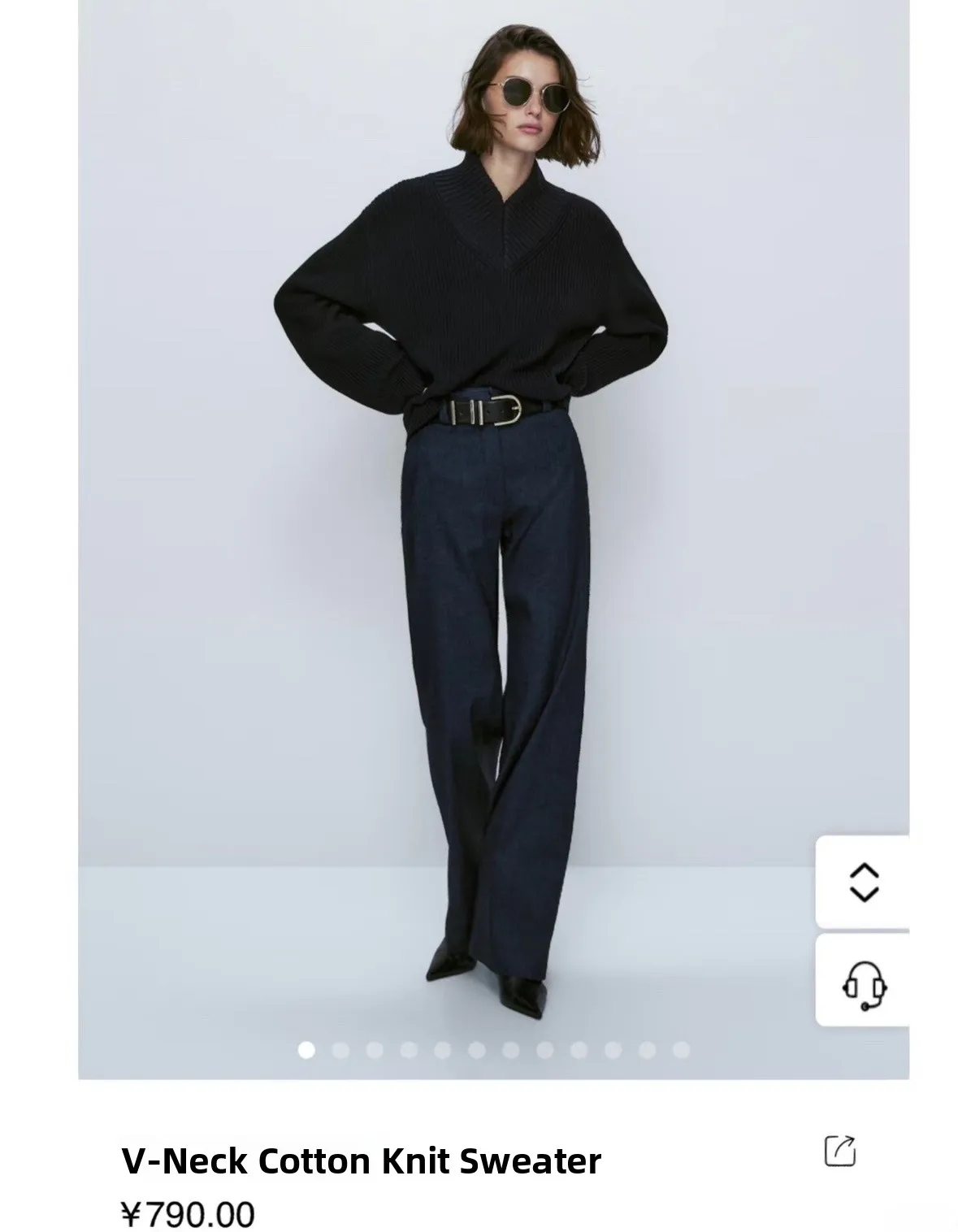 

MD790 Pure Cotton Thi Heavy Women's Sweater Color V-Ne Long Sve Knitted Sweater Large Size French Sle Casual Wear