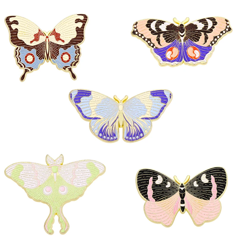 Butterfly Hard Enamel Pin Insect Moth Metal Brooch Animal Badge Jewelry Lapel Pin Backpack Hat Gifts Accessories Wholesale