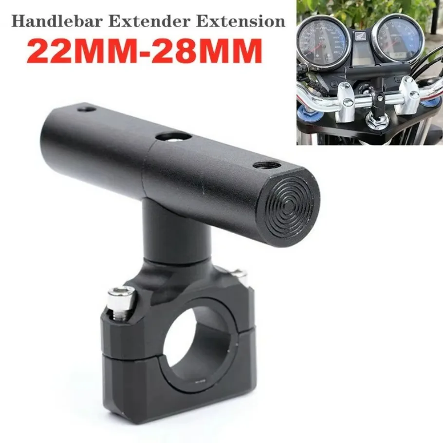 22-28MM CNC Motorcycle Handlebar Extender Mobile Mount Extension Bar Clamp Rack 1PC